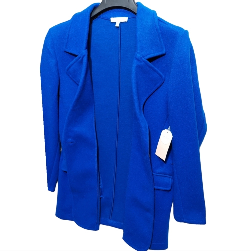 Women’s Jacket Belted Blazer Size S. M. L. Royal Blue Side Pockets Polyester New - Picture 12 of 15